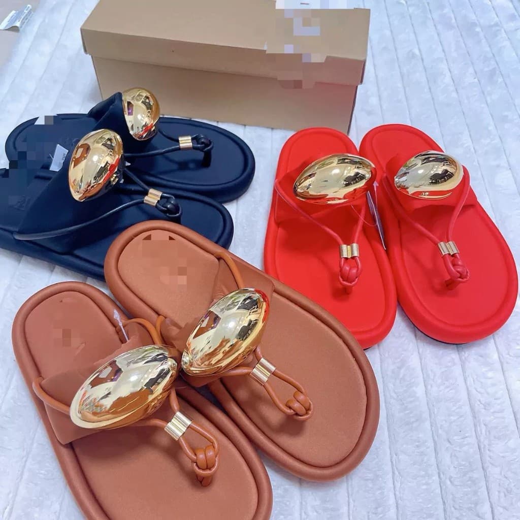 Gold Ornament Thong Sandals